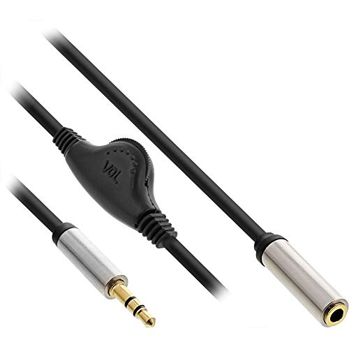 InLine Slim - Cable de Audio (Clavija de 3,5 mm, con regulador de Volumen, 0,25 m)
