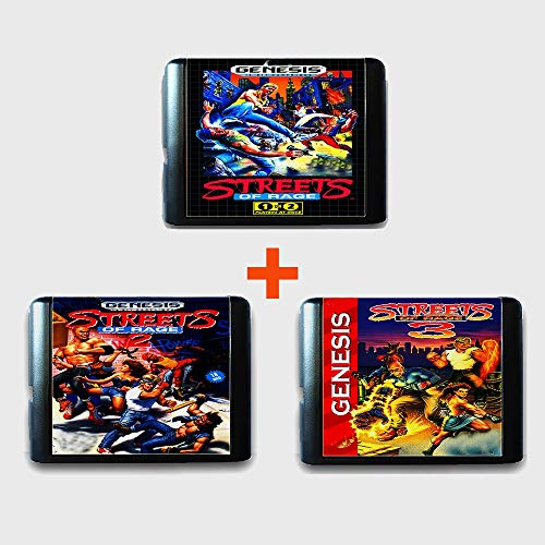 Jhana Streets Of Rage 1 2 3 Cartucho de juego Sega MD de 16 bits para Mega Drive para Genesis (3 piezas)
