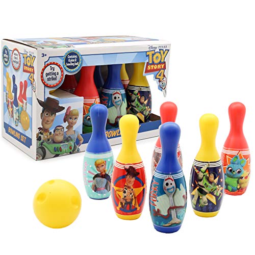 Juego de Bolos para niños de Forky, de la película Toy Story 4. Incluye 6 Bolos y 1 Bola. Juegos de jardín para niños