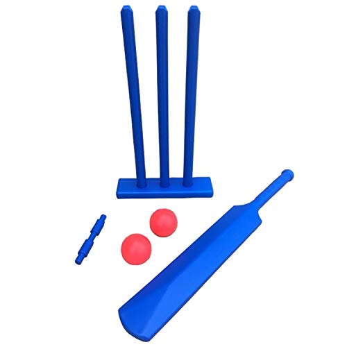 Juego de Cricket Kwik, Juegos de Cricket, Micro – Juegos, diversión, al Aire Libre, tocón, Kwik, Bate de Cricket de 24 Pulgadas, Azul, plástico de Alta Resistencia, Infantil, Azul, Mini