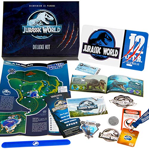 Jurassic World Deluxe Kit - Kit de Bienvenida al parque (Matricula, Entrada, Mapa, Pulsera, Guia dinosaurios, pegatinas...)