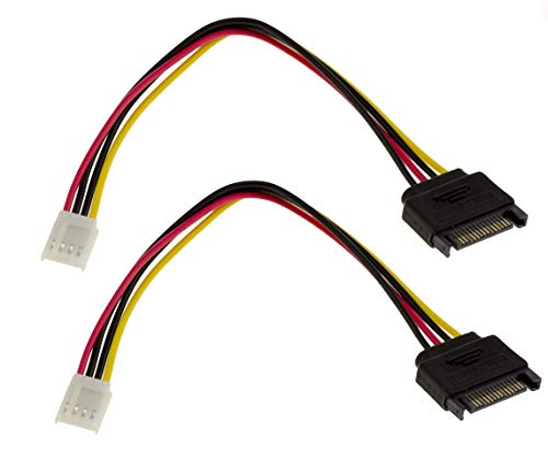 Kalea Informatique – Lote de 2 cables adaptadores de alimentación SATA de 15 puntos macho a Floppy (Mini Molex de 4 puntos) – Longitud 20 cm