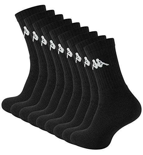 Kappa - Calcetines de tenis, 6-9 o 12 pares, color negro 9 pares de color negro. 43-46