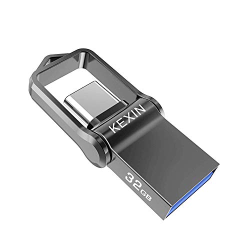KEXIN 32GB Memoria USB Tipo C y USB 3.0 OTG Flash Drive Impermeable 2 en 1 Memory Stick para Portátil, Teléfono y Otras Dispositivos USB o Tipo C [Resistente al Agua]