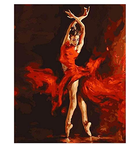 Kit Diy Pintura Hogar De Bricolaje Para Sala De Bricolaje 40X50Cm Shadow Fire Dance Girl Juegos De Pintura Por Números Obras De Arte Y Material Decorativo