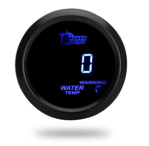 KKmoon Digital - Medidor de temperatura del agua con sensor automático para el coche de 52 mm con pantalla LCD de dos pulgadas (5,08 cm), 40~120 grados Celsius y luz de advertencia, de color negro