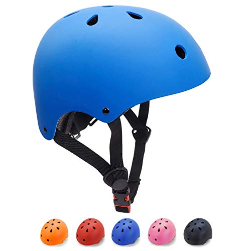 KORIMEFA Casco Bicicleta para Niños Casco Infantil Ajustable para Monopatín Patinaje BMX Esquiar, Casco para multibles Deportes niño niña de Edad de 3-13 años (Azul, S)