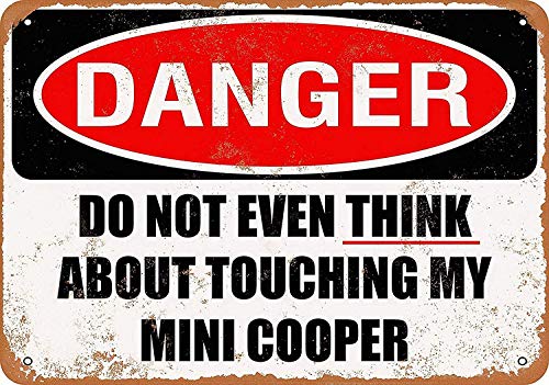 Laurbri Don't Touch My Mini Cooper - Placa metálica de Advertencia para Pared o Dormitorio, Escuela, Aluminio, decoración de Bar, cafetería