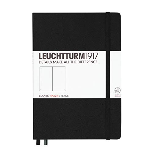 LEUCHTTURM1917 311333 Libreta de notas Medium (A5) tapas duras, 251 páginas numeradas, negro, lisa