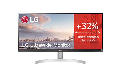 LG 29WN600-W.AEU - Monitor UltraWide Plano 29'' (Panel IPS: 2560x1080, 21:9, 400nit, 1000:1, sRGB>99%), Diagonal 73 cm, Entrada: HDMIx2, DPx1, AMD FreeSync, Altavoces 2 x 7 W, Color Blanco