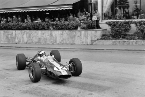 Lienzo 60 x 40 cm: Jim Clark, Lotus 33 Climax, Casino Square, Monaco GP, 1967 de Motorsport Images - cuadro terminado, cuadro sobre bastidor, lámina terminada sobre lienzo auténtico, impresión en l...