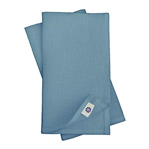 Linen & Cotton Preciosas y Elegantes 4 x Servilletas de Tela CAERULA 100% Lino (47 x 47cm, Azul)
