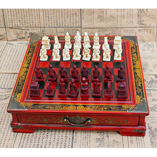 LINWEI Conjunto de ajedrez, Conjunto de tableros de ajedrez, Vintage de Alta Gama Guerreros de Terracotta China Juegos de ajedrez Set Regalo para Amigos Diversión Juego para Fiestas Familiares