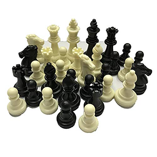 Lodenlli Piezas de ajedrez Medievales/Plástico Completo Chessmen International Word Juego de ajedrez Entretenimiento Blanco y Negro