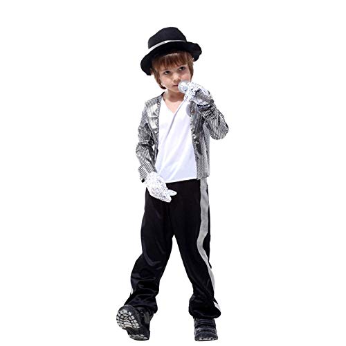 LOLANTA Disfraces de Halloween para niños Ropa de Michael Jackson Ropa de Baile para Escenario (8-9 años)