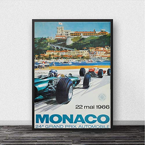 lubenwei Mónaco 64th Super Motor Car Poster Champion World Grand Prix Retro Wall Art Canvas Painting Baby Kids Room 40x60cm Sin Marco AW-1762