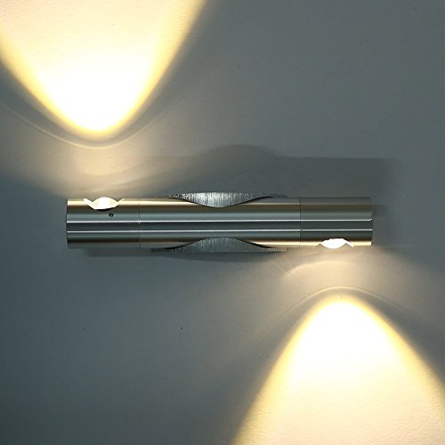 mini lámpara de pared led moderna, para baño/bar/dormitorio, 6 vatios (2 x 3 vatios) moderna base plateada brillante [clase de eficiencia energética a]