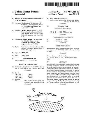 Modular intraocular lens designs and methods: United States Patent 9877825 (English Edition)