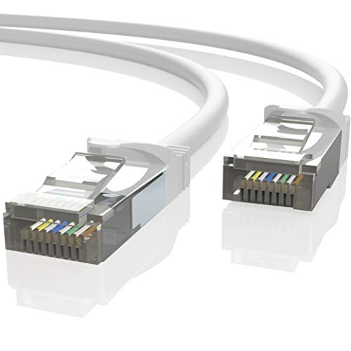 Mr. Tronic 15m Cable de Red Ethernet Latiguillo | CAT7, SFTP, CCA, RJ45 (15 Metros, Blanco)
