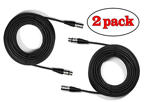 MutecPower Paquete de 2 Cables Audio de 5M con micrófono - 5 Metros de Cable Negro con XLR Macho a XLR Hembra - Cable de Serpiente - 2 en el Paquete