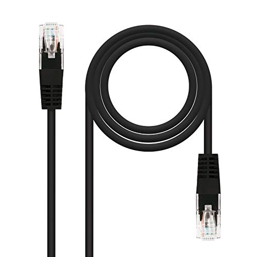NanoCable 10.20.0402-BK - Cable de red Ethernet RJ45 Cat.6 UTP AWG24, 100% cobre, Negro, latiguillo de 2mts