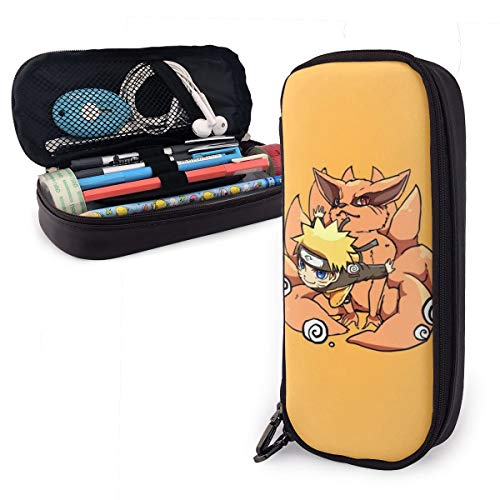 Naruto - Estuche de piel para lápices de gran capacidad con cremallera duradera para artículos de papelería y otros suministros escolares
