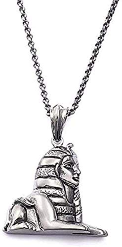 NC110 Collar con Colgante de esfinge egipcia Antigua para Hombres y Mujeres Figura de Acero Inoxidable Faraón pirámide Collar de Cadenas largas joyería