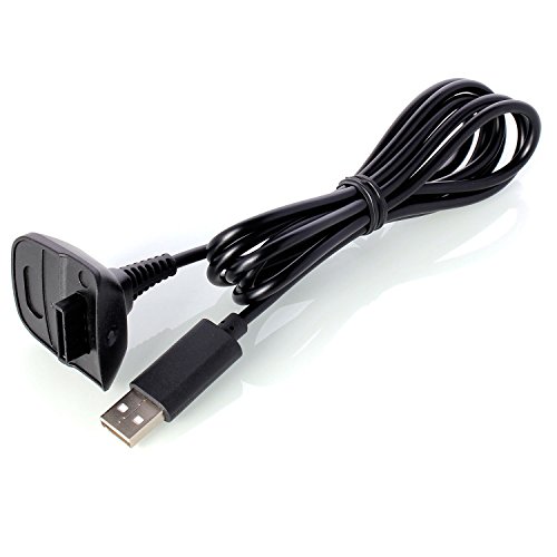 Neuftech USB Cable de Cargador para Juego Gamepad Xbox 360 Controlador Inalambrico - Negro