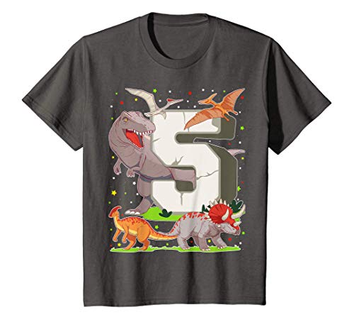 Niños 5 Años Para Regalo De Cumpleaños Figuras de Dinosaurio Camiseta