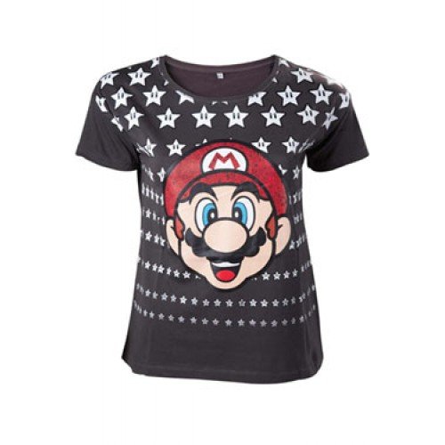 Nintendo Mario Stars Camiseta Mujer Gris marengo S