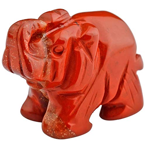 Nupuyai - Figura de elefante con piedras preciosas de cristal, diseño de elefante, Jaspe rayas rojas