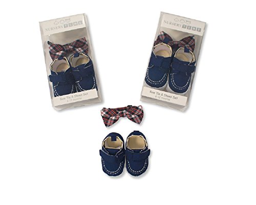 Nursery time bebé Boys Blue lazo & Juego De Zapatas regalo ideal para los más pequeños azul azul Talla:0-6 meses