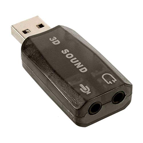OcioDual Tarjeta de Sonido Externa USB 3D 5.1 Entrada Audio Salida Mic Micro Micrófono Negra Adaptador Extraíble Jack 3,5mm TRS