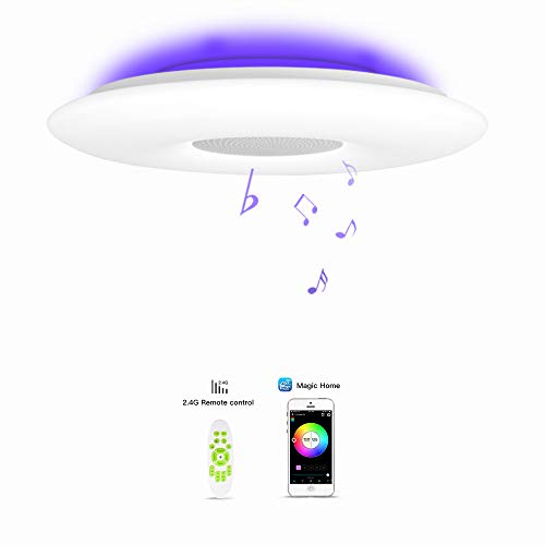OFFDARKS LED Lámpara de techo,compatible con Amzon Alexa+Google Assistantpara,sala de estar, dormitorio, sala de niños,altavoz Bluetooth,brillo ajustable,Luz de color,APP + Control remoto φ49.5cm-68w