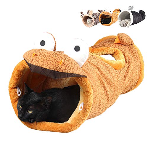 Oncpcare Túnel plegable para gatos, con forma de animal, para gatos y gatos con sonido arrugado, divertido juguete interactivo para jugar en interiores y esconderse.