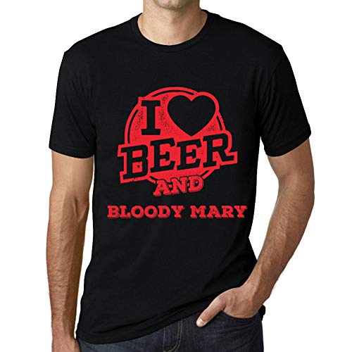 One in the City Hombre Camiseta Vintage T-Shirt Gráfico I Love Bloody Mary Negro Profundo Texto Rojo