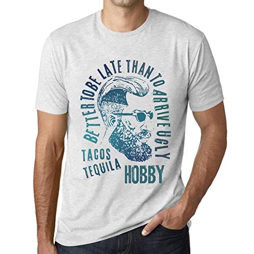 One in the City Hombre Camiseta Vintage T-Shirt Gráfico Tacos, Tequila and Hobby Blanco Moteado