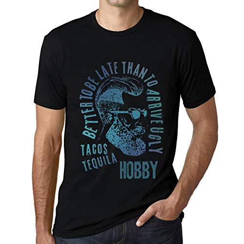 One in the City Hombre Camiseta Vintage T-Shirt Gráfico Tacos, Tequila and Hobby Negro Profundo