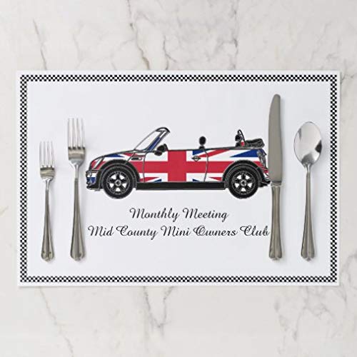 onepicebest Placemats, Washable Mini Cooper Club Template Placemat, Heat-resistand Table Mats for Dining Table Set of 4