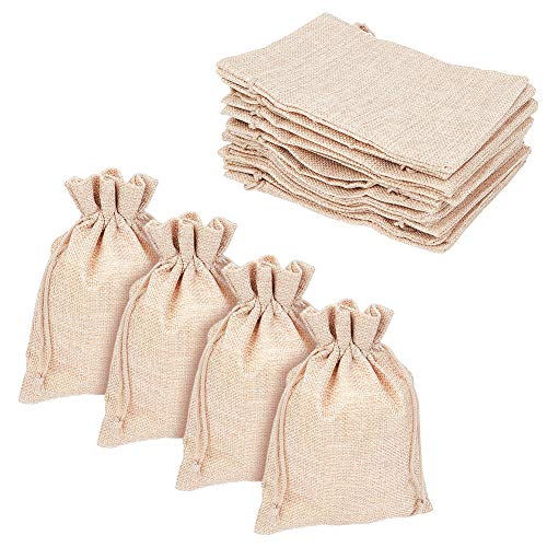 Pandahall – Set de 100 bolsas de lino y cáñamo con cordón, color rosa pálido, 18 x 13 cm