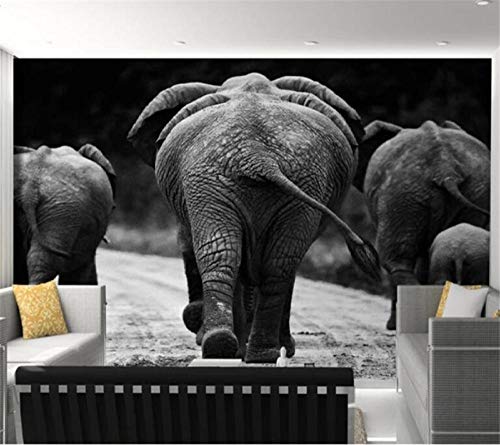 Papel Pintado Pared Dormitorio Fotomurales Decorativos Pared Tapiz De Pared 3D Fotografía En Blanco Y Negro Elefante Animal Pared Papel Pintado Cuadros Habitacion Bebe Posters Mural