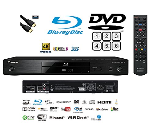Pioneer MULTIREGION bdp-180 3d Blu-ray/DVD (multiregión)/reproductor de CD con 4 K y Wi-Fi integrado y cable HDMI