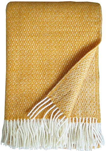Plaids & Co Brita - Manta (140 x 220 cm, lana virgen 100 % pura con tejido trenzado), color crema