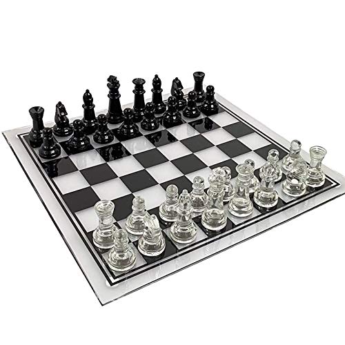 POOPFIY 35 cm * 35 cm Juego de ajedrez Grande de Lujo Juego de ajedrez de Lujo, Piezas de ajedrez de Cristal Elegantes Anti-rotas