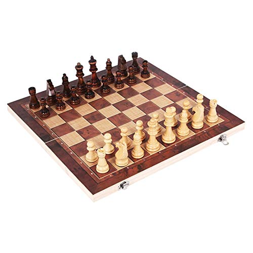POOPFIY Juego de ajedrez de Viaje magnético con Tablero de ajedrez Plegable, Conjunto de Juegos de ajedrez Plegable de Madera,44 * 44cm