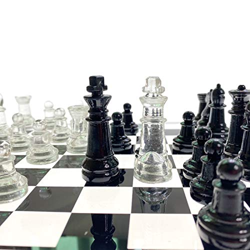POOPFIY Juego de ajedrez y Borrador Juego de Mesa, Piezas de ajedrez de Cristal Elegantes Anti-rotas Juego de ajedrez Juego de ajedrez Juego de ajedrez,25 * 25cm