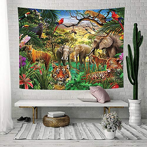 Puzzle 1000 piezas Pintura art deco de bosque de elefante psicodélico de animales de la selva tropical puzzle 1000 piezas animales educativo divertido juego familiar para niño50x75cm(20x30inch)