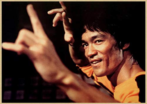 qianyuhe Imágenes de Arte de Pared Impresas en Lienzo Más Estilo Master Kung Fu Bruce Lee Nostalgia Impresión de Arte Retro Póster de Seda Decoración de la Pared del hogar 60x90cm(24x35inch