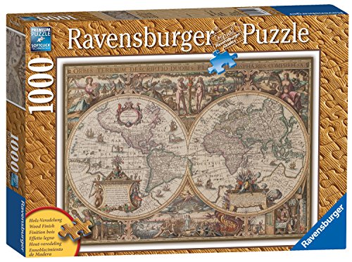 Ravensburger 19004 - Puzzle de 1000 piezas imitación madera, diseño de mapa del mundo antiguo