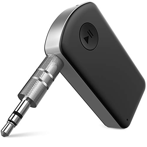 Receptor Bluetooth/Kit de Coche, WisFox Adaptador de Audio Inalámbrico Portátil con Chip CSR, 12 Horas de Tiempo de Reproducción Adaptador Bluetooth Estéreo(Micrófono Incorporado) para Música de Audio